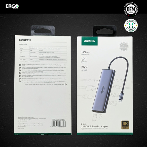 Hub Ugreen 9en1 Usb-c Multipuerto 5gbps Pd-100w 4k 2c Pc Mac