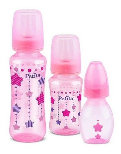 Kit Mamadeira Petita C/03 Rosa 240ml 140ml 60ml