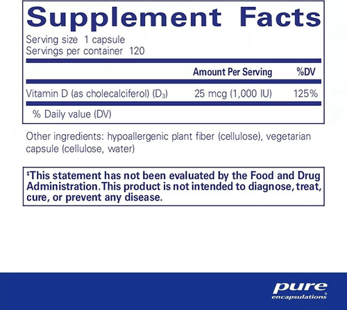 Vitamina D3 120 Capsulas 10000ui 250mcg Pure Chocolate