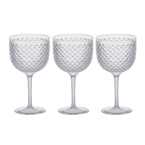 Kit 3 Taças Gin Drink 600 Ml Ácrilico Tônica Festa Bebidas Cor Transparente
