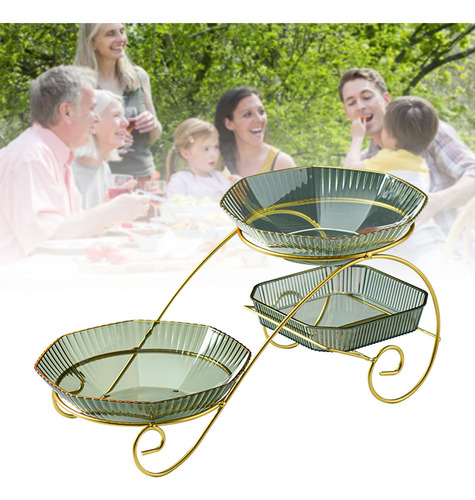 . Frutero Green Luxury Fruit Plate De 3 Capas Transparent