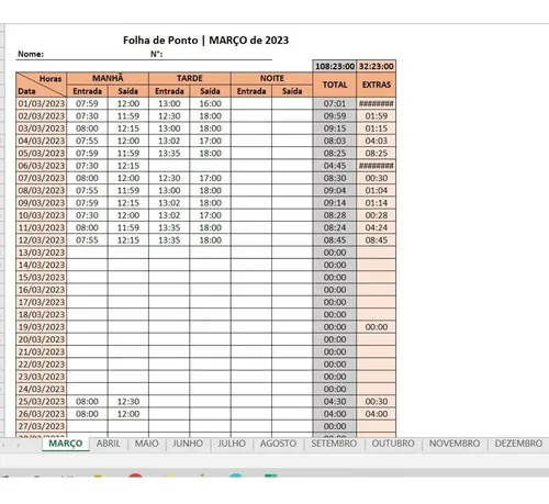 Planilha De Controle De Jornada De Trabalho E Horas Extras ...