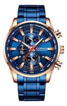 Comprar Reloj Curren Elegante De Hombre Sub Esferas Funcionales Correa Azul Bisel Azul