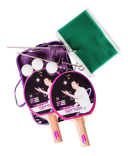 Imagen 1 de 2 de Drb Ping Pong - Set 2 Paletas 3 Pelotas Y Red Vio