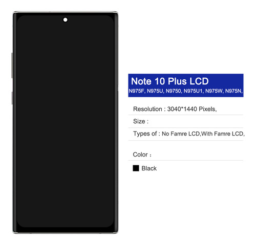 Okbichi Incell Pantalla Para Samsung Note 10 Plus Con Marco Sm-n975f, Sm-n975u, Sm-n9750, Sm-n975u1, Sm-n975w, Sm-n975n, Sm-n975x, Scv45, Sm-n976f, Sm-n976u, Sm-n976, Sm-n976b, Sm-n976n