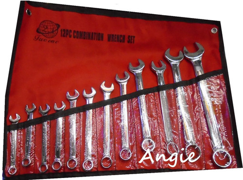 Juego Llave Combinada Punta Corona Con Paño 12 Pcs