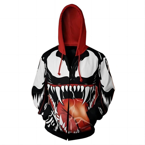 Cosplay Capucha Impresa En 3d Venom Spider En Blanco Y Negro