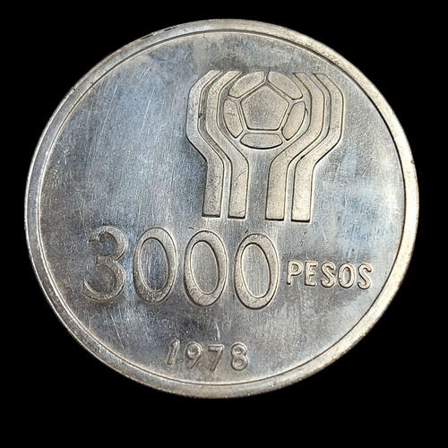 Argentina 3000 Pesos, 1978 Fifa 1978 Plata 900 Km#80 - 548