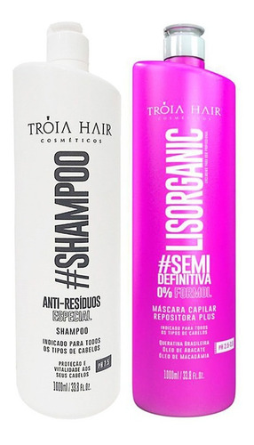 Imagem 1 de 10 de Progressiva Lisorganica Rosa Troia Hair Lisos Com 0% Formol
