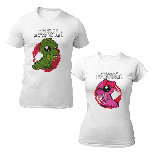 Playeras Para Parejas - Luv - Dinosaurs - Amor Inextinguible