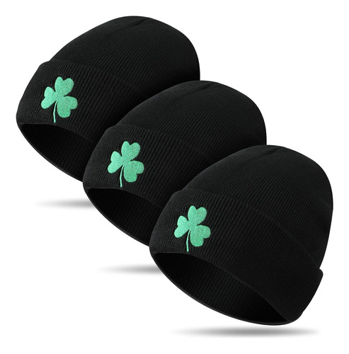 Gorro Largo Bordado De Trébol Irlandés, 3 Piezas