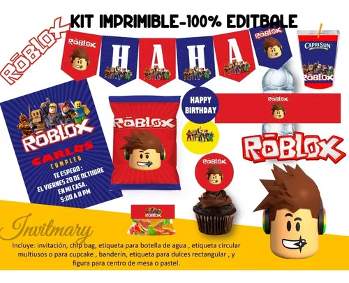 Kit Imprimible Gamer Roblox Textos Editables