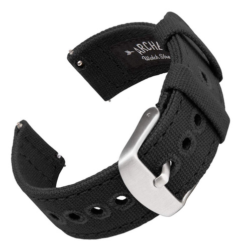 Pulseiras De Relógio Archer Canvas Quick Release 22 Mm Preta