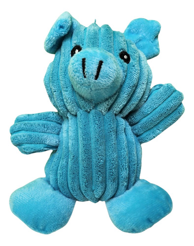 Pelúcia Macia Canelada Para Pets - Porquinho Azul Com Apito Cor Azul-celeste Desenho Porco