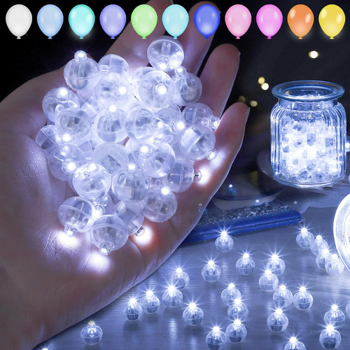 100 Pzs Mini Luces Led Redondas De Luz Globos Blanco Adornos