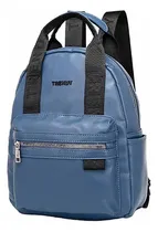 Comprar Mochilas Trendy Urbana Moda Estilo Juvenil Mujer Cuero Pu Color Azul Acero Diseño De La Tela Lisa