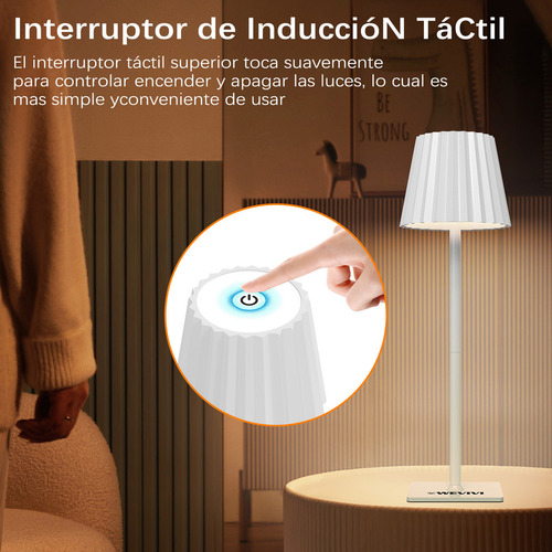 Lámpara De Escritorio Botella Inalámbrica Recargable Wevivi Estructura Blanco Pantalla Blanco