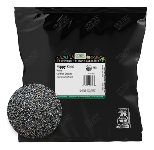 Frontier Co-op Organic Whole Poppy Seed 1lb - Bulk Bag Of Po