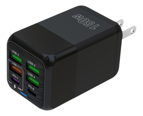 150w Usb C Carga 4 Usb 2 Pd Adaptador Usb De Cargador Negro