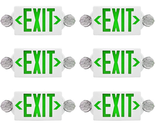 Pendtlit Señal Salida Led Verde Luz Emergencia 2 Cabeza Para