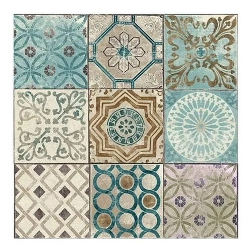 Vinilo Azulejo Mosaico Adhesivo 30x30 Piso X 10u Laminado Color Lisboa