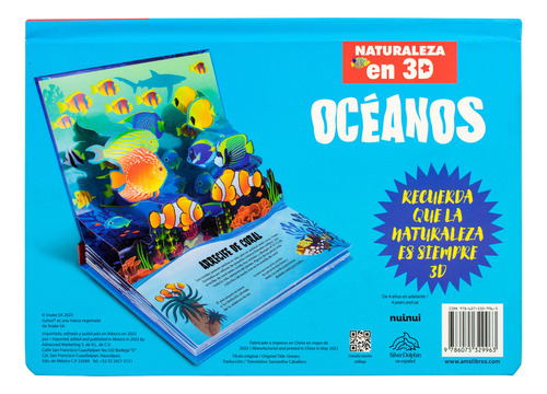 Océanos. Naturaleza En 3d Pop-up / Pd., De Hawcock David. Editorial Silver Dolphin Infantil, Tapa Dura, Edición 01 En Español, 2023