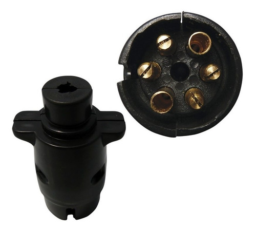 Tomada Plug Engate Carreta Macho 6 Polos Universal Preto