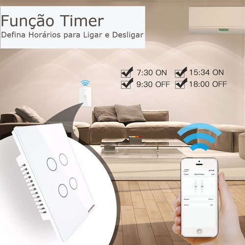 Interruptor Inteligente Wi-fi Novadigital 4 Botões Lite-s - Branco