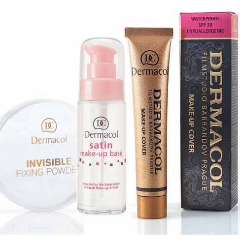  Kit Dermacol Incluye Prebase Base Polvo Fijador Maquillaje 