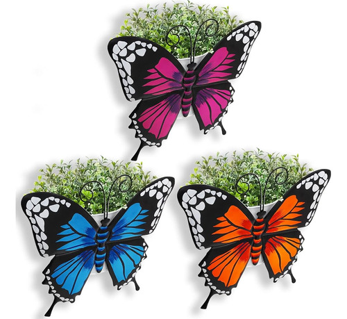 Johoo Maceta Colgante De Pared Decorada Con Mariposa, 3 Pk M