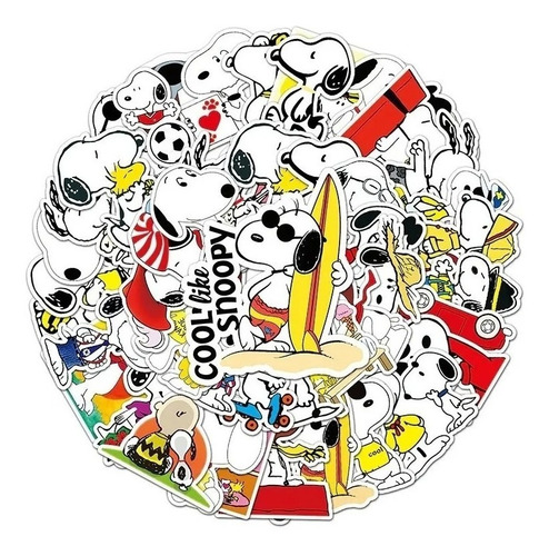 Imagen 7 de 7 de Snoopy - Set De 50 Stickers / Calcomanias / Pegatinas