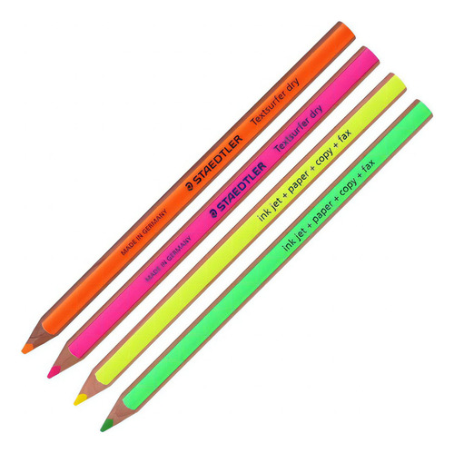 Kit 4 Cores Neon Lápis Marca Texto Textsurfer Dry Staedtler