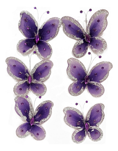 Mariposas 6cm Violeta X 36 Unid #26851 Sheshu Navidad