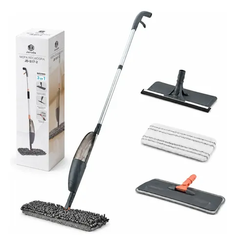 Mopa Spray 3 en 1 Trapeador c/ Rociador Microfibra Lavable Limpiavidrios Tanque Recargable JD S17-2