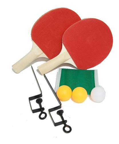 Imagen 1 de 5 de Set Ping Pong 2 Paletas + 3 Pelotitas + Red + Soporte Wel