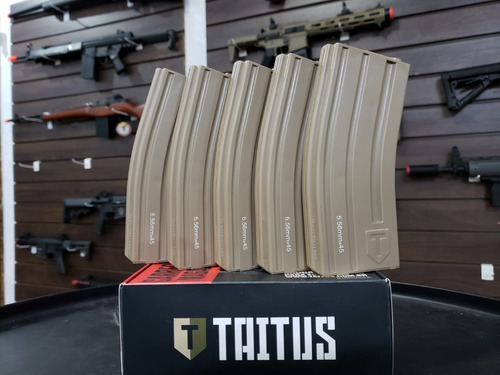 Imagem 1 de 6 de Combo 5x Airsoft Magazine Carregador M4 Mid Cap 120bbs Tan