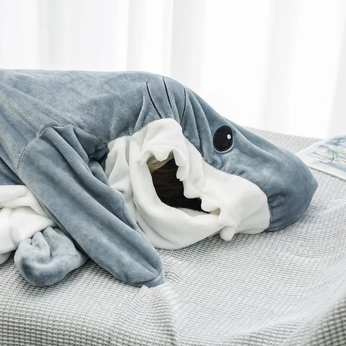 Manta Tiburón Con Capucha Adultos Portátil Suave Franela Sgris Diseño