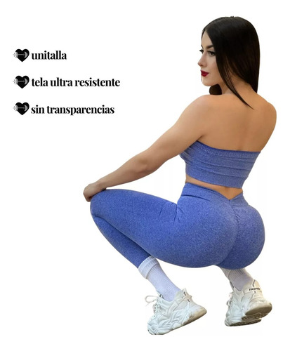 Top Bralette+ Leggin Push Up (color Azul Marino, Tela Suave)