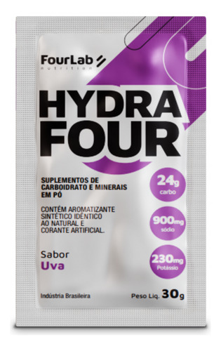 Hydrafour 30g Repositor Eletrólitos Fourlab (cx 15 Sachês) Sabor Uva