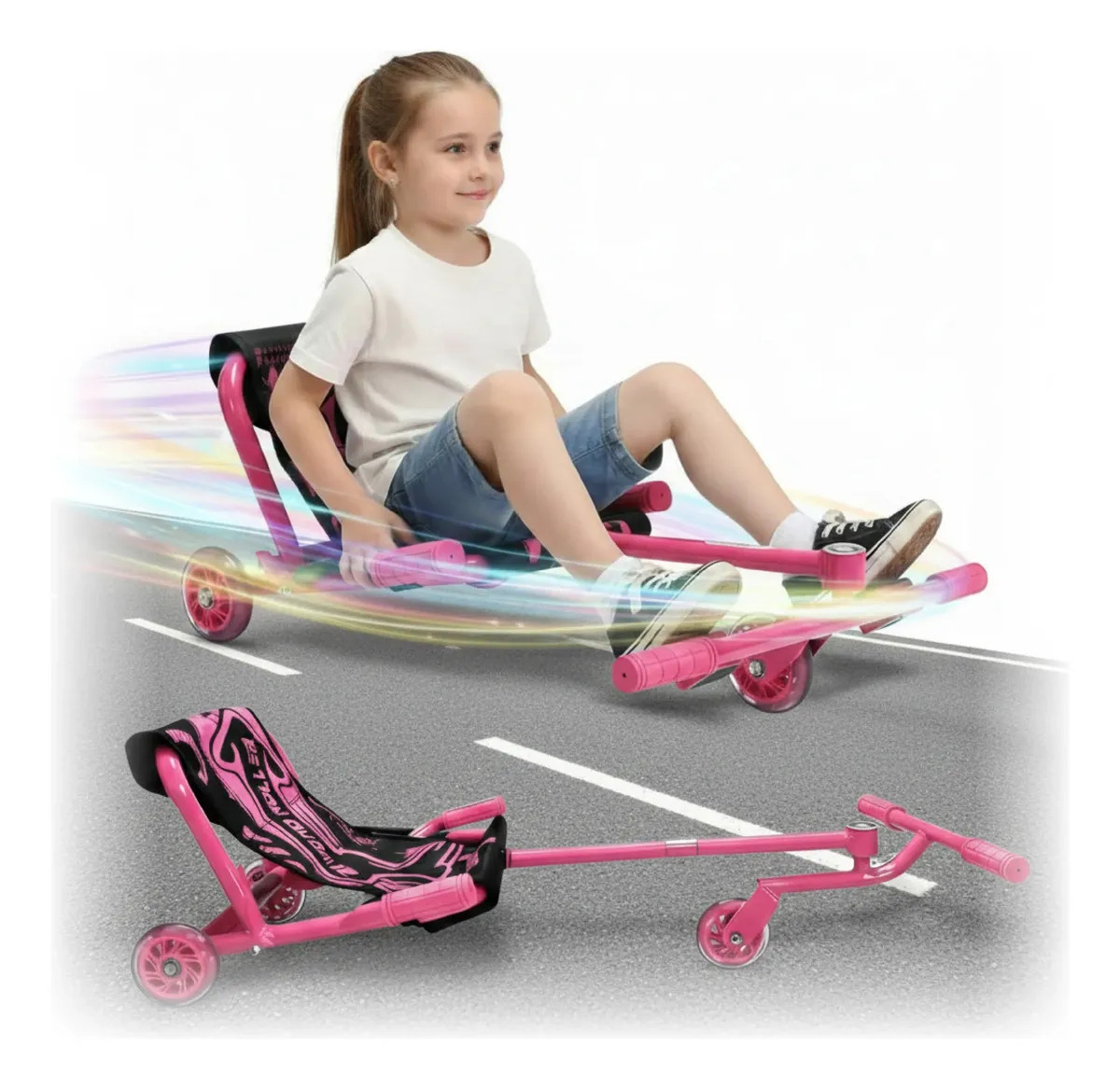 Go Kart Pedales Freno Ajustable Para Niños Metal Color Rosa chicle