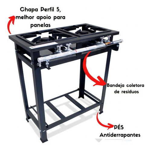 Fogão Industrial  Duas Bocas Baixa Pressão