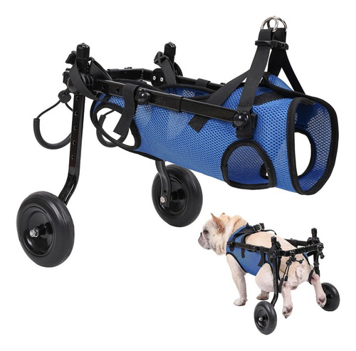 Silla De Ruedas Para Perros Aleación De Aluminio Ajustable Color Azul