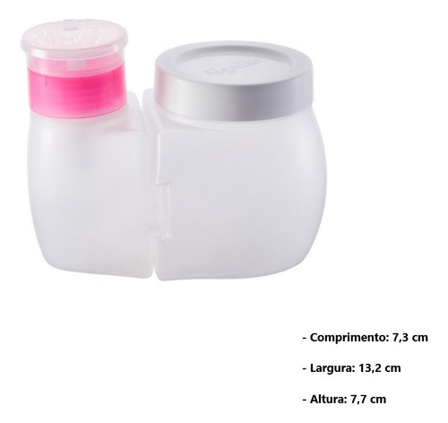 Dosador Acetona C/ Porta Algodão + Borrifador Bolinha Dompel