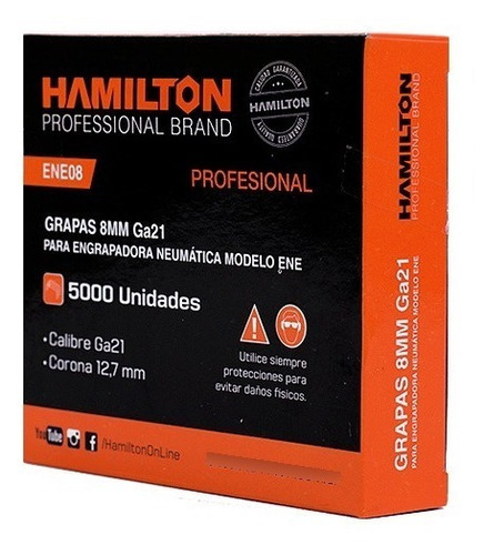 Grapas Calibre 21 Para Engrapadora Ene Hamilton 8mm