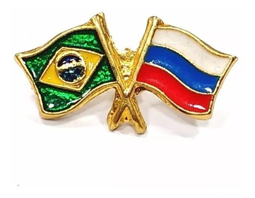 Bótom Pim Broche Bandeira Brasil X Rússia Folheado A Ouro