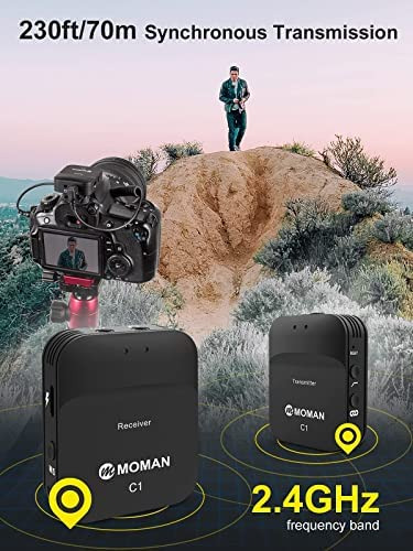 Moman C1 Wireless Lavalier Microphone, 2.4ghz Compact Lapel