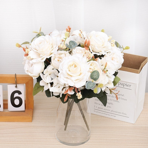 Y Rosas Blancas Decorativas Artificiales Vintage