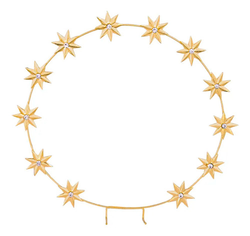 Auréola Folheada Estrelas Dourada 130mm Nossa Senhora Graças