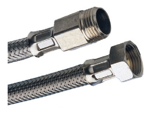 Kit 4 Mangueira Engate Flexível Aço Inox 40 Cm 1/2 Entrada Acabamento Cromado Cor Prateado