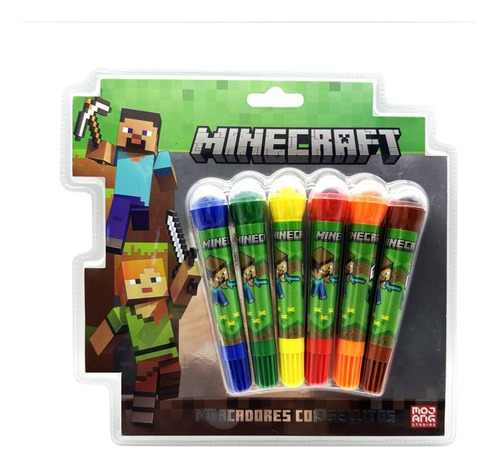 Marcadores Blow Pen Con Sellos Minecraft Original!
